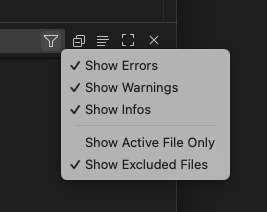 Filtra el panell de problemes