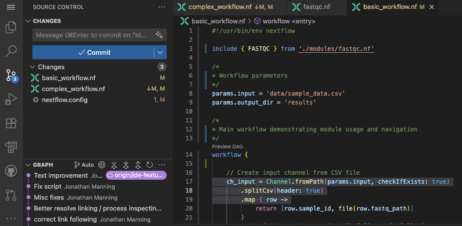 Panel de control de código fuente