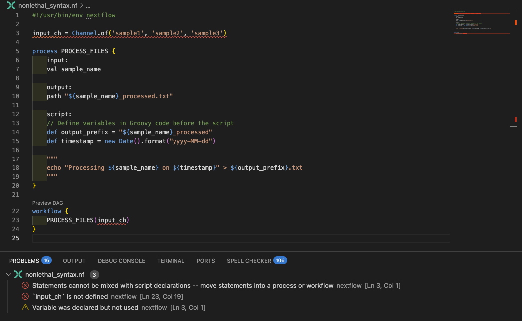 치명적이지 않은 구문 오류